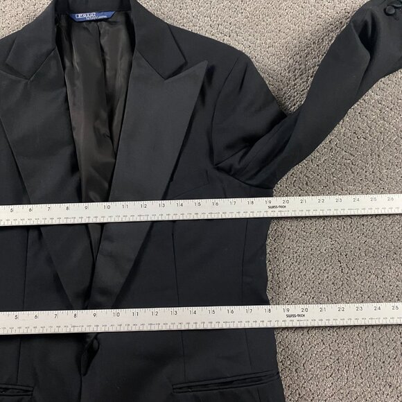 Vintage Polo Ralph Lauren Dinner Tuxedo Jacket Men's 36-38 Long Black Peak Lapel - Picture 9 of 15